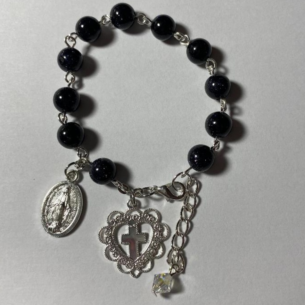 Blue Sandstone Rosary Bracelet